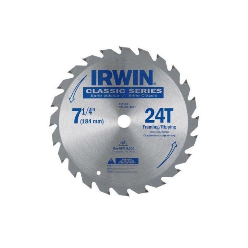 Irwin 7-1/4 in. D X 5/8 in. Classic Carbide Circular Saw Blade 24 teeth