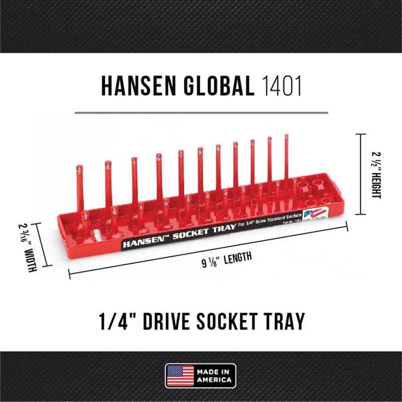 Hansen Global 9 in. L X 1/4 in. drive SAE Socket Tray