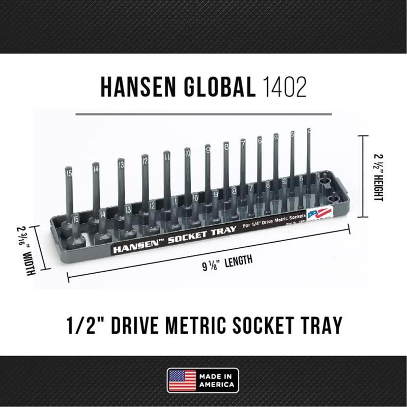 Hansen Global 9 in. L X 1/4 in. drive Metric Socket