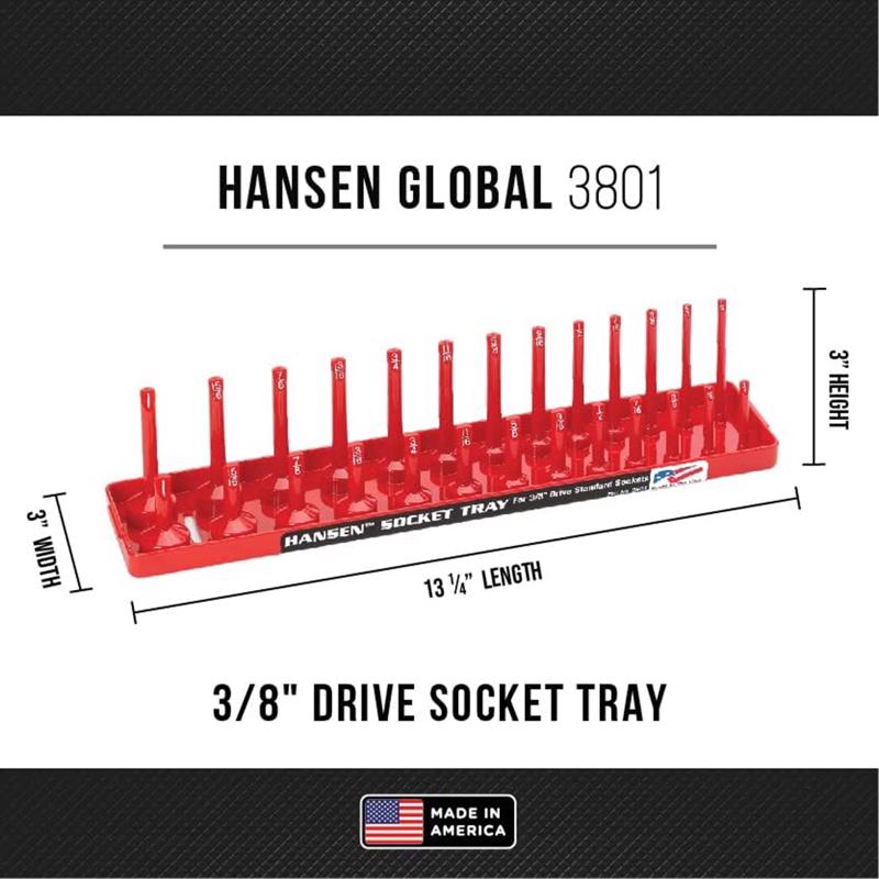 Hansen Global 13.25 in. L X 3/8 in. drive SAE Socket Tray