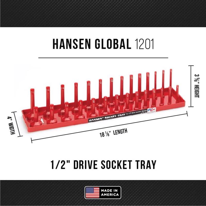 Hansen Global 18 in. L X 1/2 in. drive SAE Socket Tray