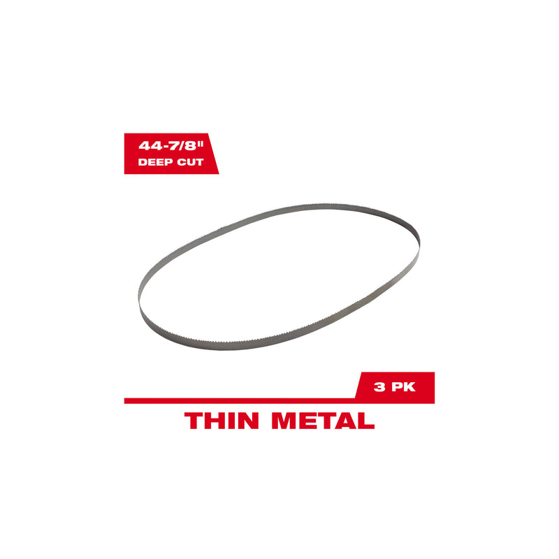 Milwaukee 44.9 in. L X 0.5 in. W Bi-Metal Band Saw Blade 24 TPI Raker teeth 3 pk