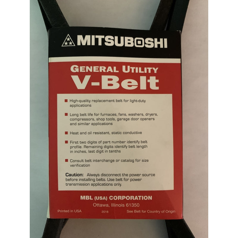 Mitsuboshi FHP General Utility V-Belt 0.5 in. W X 77 in. L For Fractional Horsepower Motors