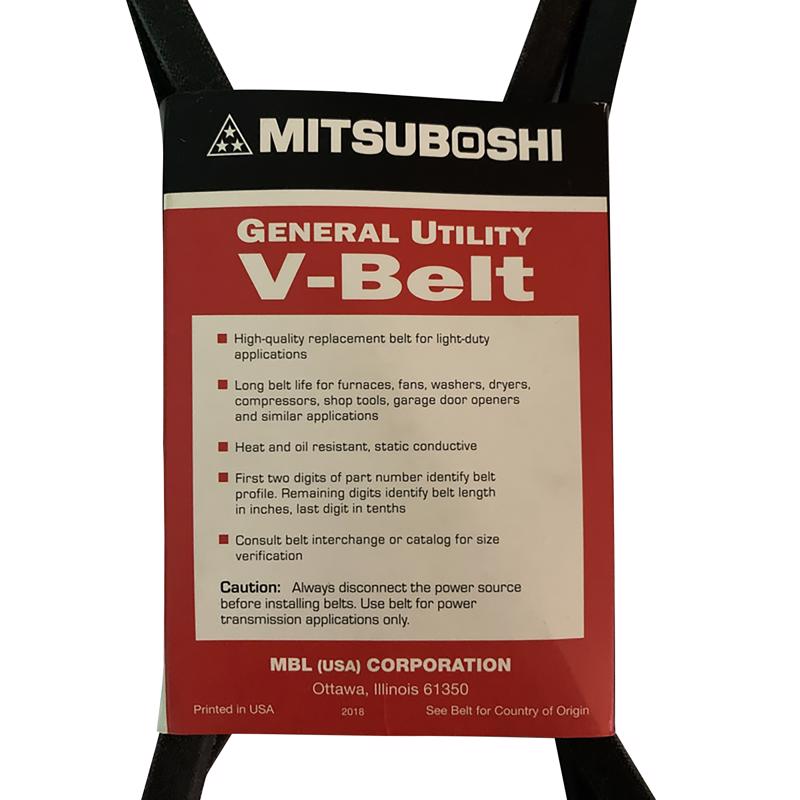 Mitsuboshi FHP General Utility V-Belt 0.63 in. W X 37 in. L For Fractional Horsepower Motors