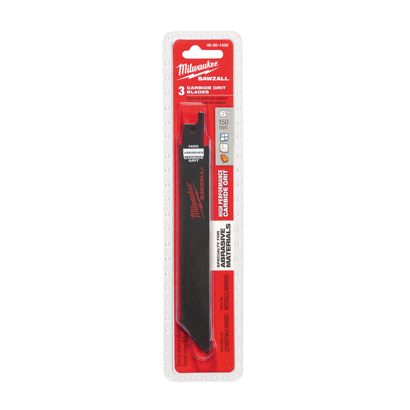 Milwaukee SAWZALL 6 in. Carbide Grit Carbide-Grit Reciprocating Saw Blade Multi TPI 3 pk