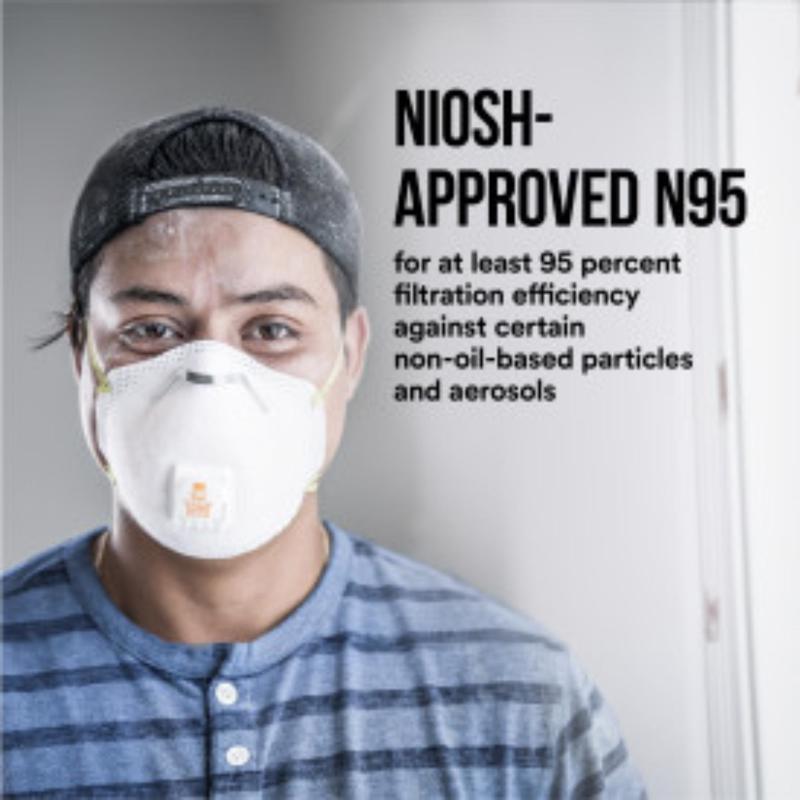 3M N95 Sanding and Fiberglass Disposable Respirator Valved White 2 pc