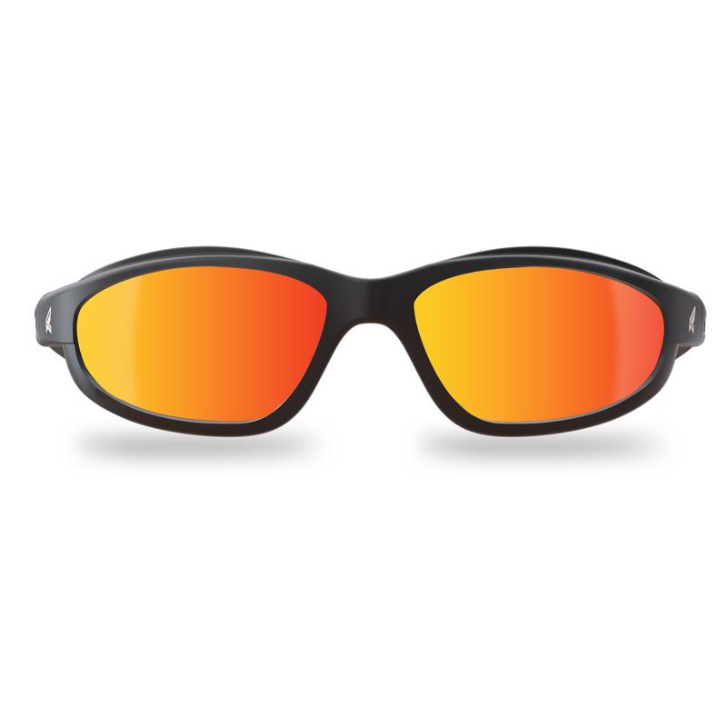 Edge Eyewear Dakura Safety Glasses Red Mirror Lens Black Frame