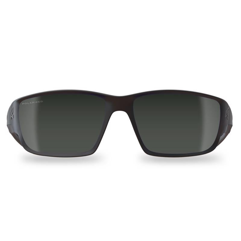Edge Eyewear Kazbek Anti-Fog Polarized Wraparound Safety Glasses Silver Mirror Lens Black Frame