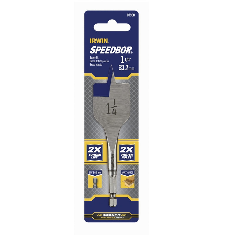 Irwin Speedbor 1-1/4 in. X 4 in. L Carbon Steel Wood Boring Bit Quick-Change Hex Shank