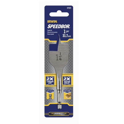 Irwin Speedbor 1-1/4 in. X 4 in. L Carbon Steel Wood Boring Bit Quick-Change Hex Shank
