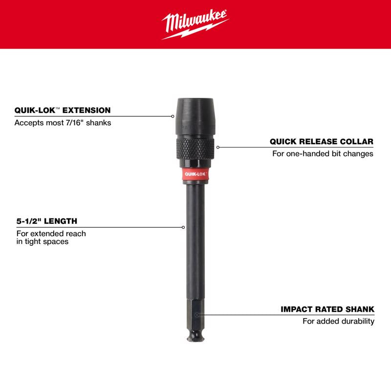 Milwaukee Quik-Lok 5.5 in. Alloy Steel Drill Chuck Extension 7/16 in. Hex Shank