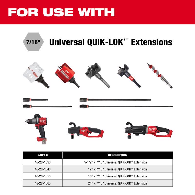 Milwaukee Quik-Lok 5.5 in. Alloy Steel Drill Chuck Extension 7/16 in. Hex Shank