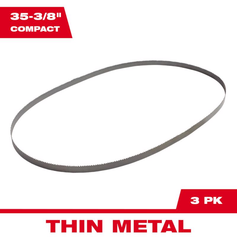 Milwaukee 35.4 in. L X 0.5 in. W Bi-Metal Compact Band Saw Blade 14 TPI Wavy teeth 3 pk