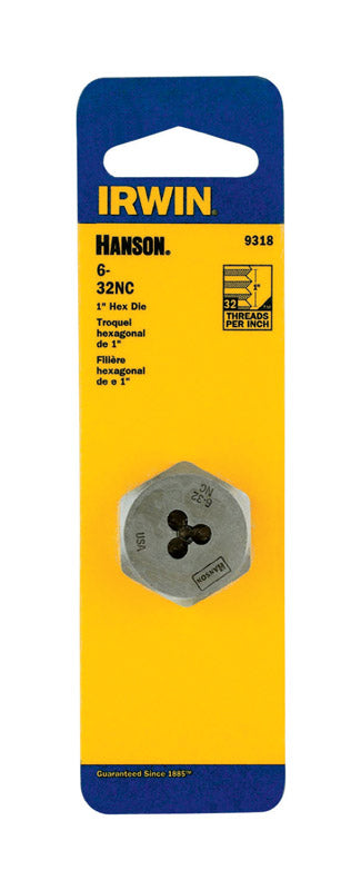 Irwin Hanson High Carbon Steel SAE Hexagon Die 6-32
