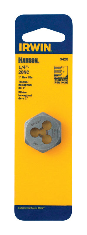 Irwin Hanson High Carbon Steel SAE Hexagon Die 1/4 in.