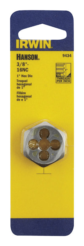 Irwin Hanson High Carbon Steel SAE Hexagon Die 3/8 in.