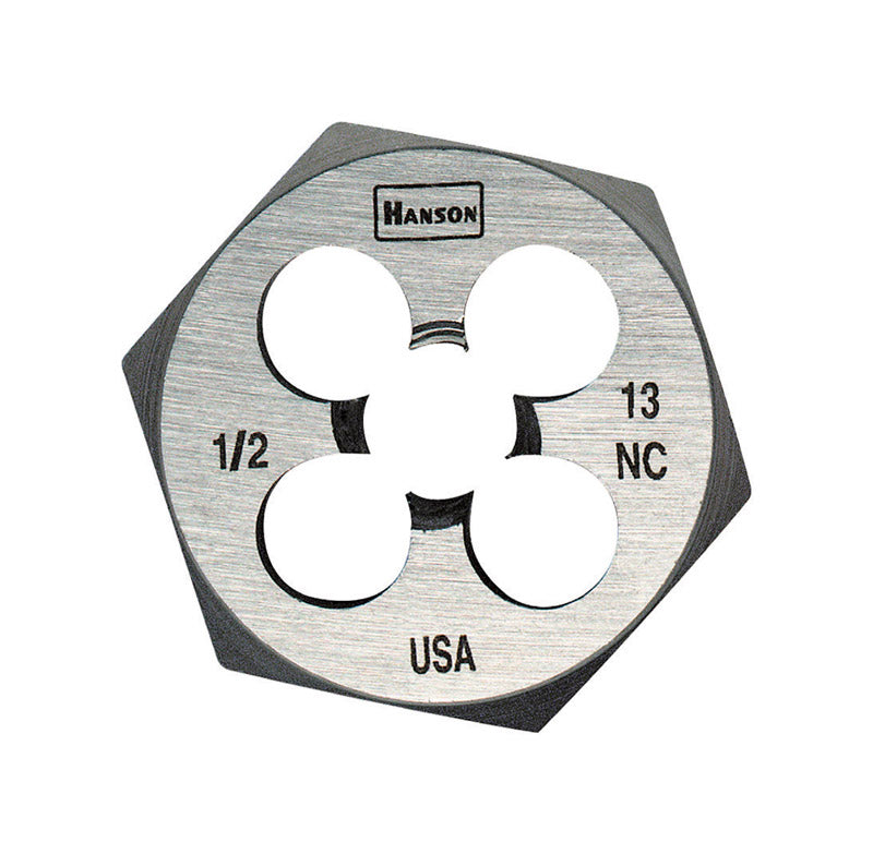 Irwin Hanson High Carbon Steel SAE Hexagon Die 1/2 in.