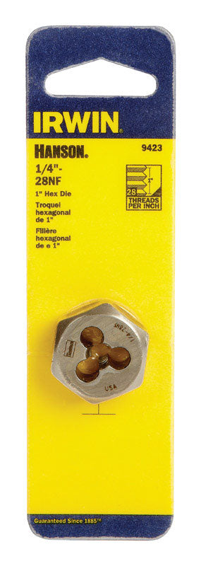 Irwin Hanson High Carbon Steel SAE Hexagon Die 1/4 in.