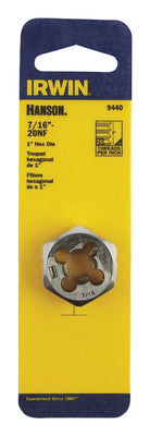 Irwin Hanson High Carbon Steel SAE Hexagon Die 7/16 in.