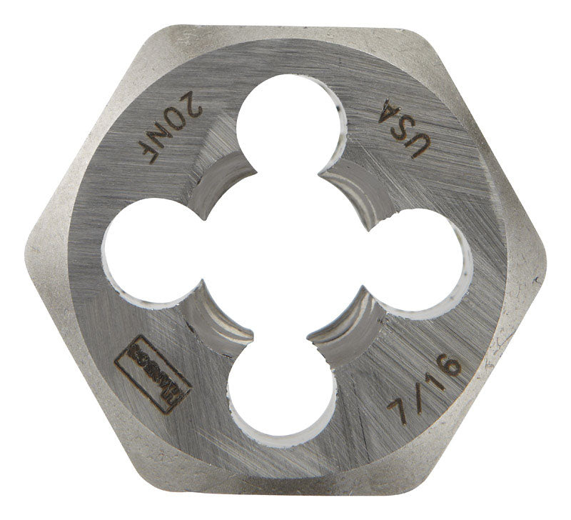 Irwin Hanson High Carbon Steel SAE Hexagon Die 7/16 in.