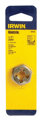Irwin Hanson High Carbon Steel SAE Hexagon Die 1/2 in.