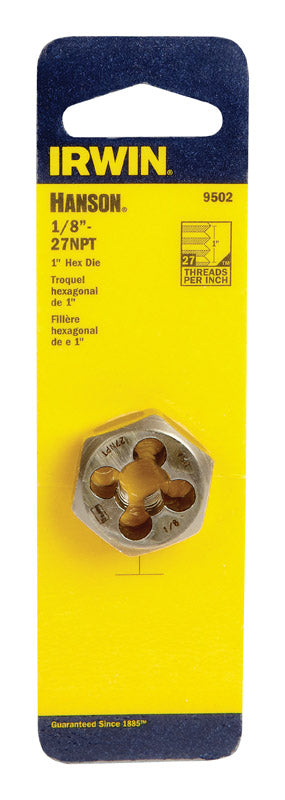 Irwin Hanson High Carbon Steel SAE Hexagon Die 1/8 in.