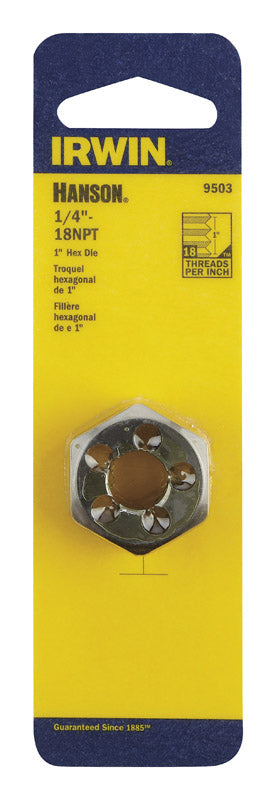 Irwin Hanson High Carbon Steel SAE Hexagon Die 1/4 in.