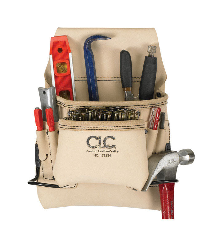 CLC 4.25 in. W X 13.5 in. H Leather Tool Bag 8 pocket Tan