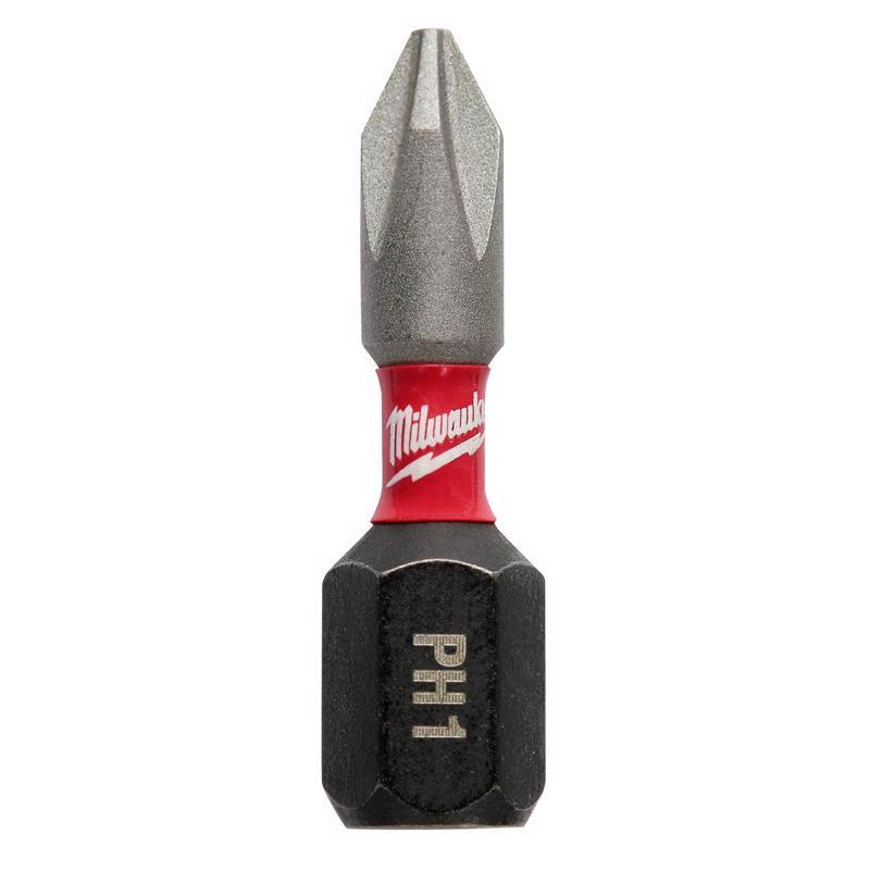 Milwaukee Shockwave Phillips #1 X 1 in. L Impact Insert Bit Steel 2 pk