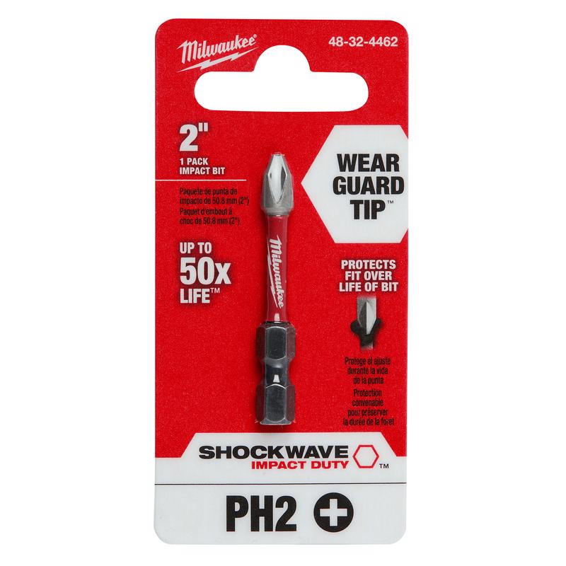 Milwaukee Shockwave Phillips #2 X 2 in. L Screwdriver Bit Steel