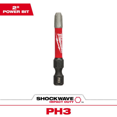 Milwaukee Shockwave Phillips #3 X 2 in. L Screwdriver Bit Steel