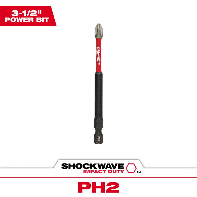 Milwaukee Shockwave Phillips #2 X 3-1/2 in. L Impact Power Bit Steel