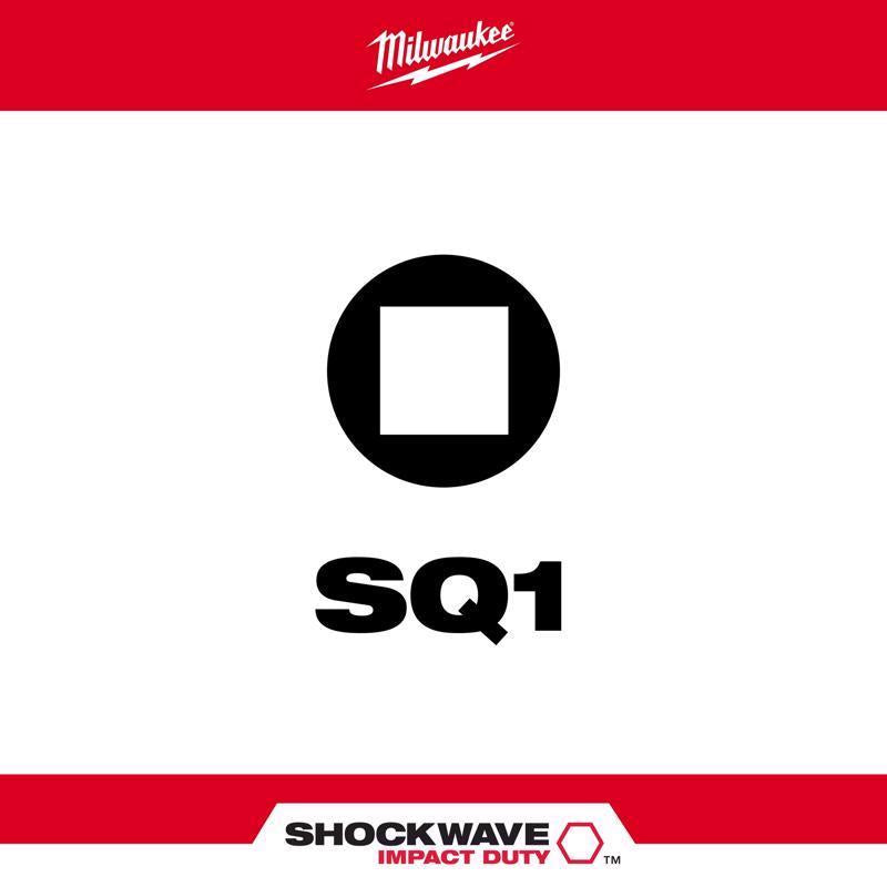 Milwaukee Shockwave Square #1 X 1 in. L Screwdriver Bit Steel 2 pk