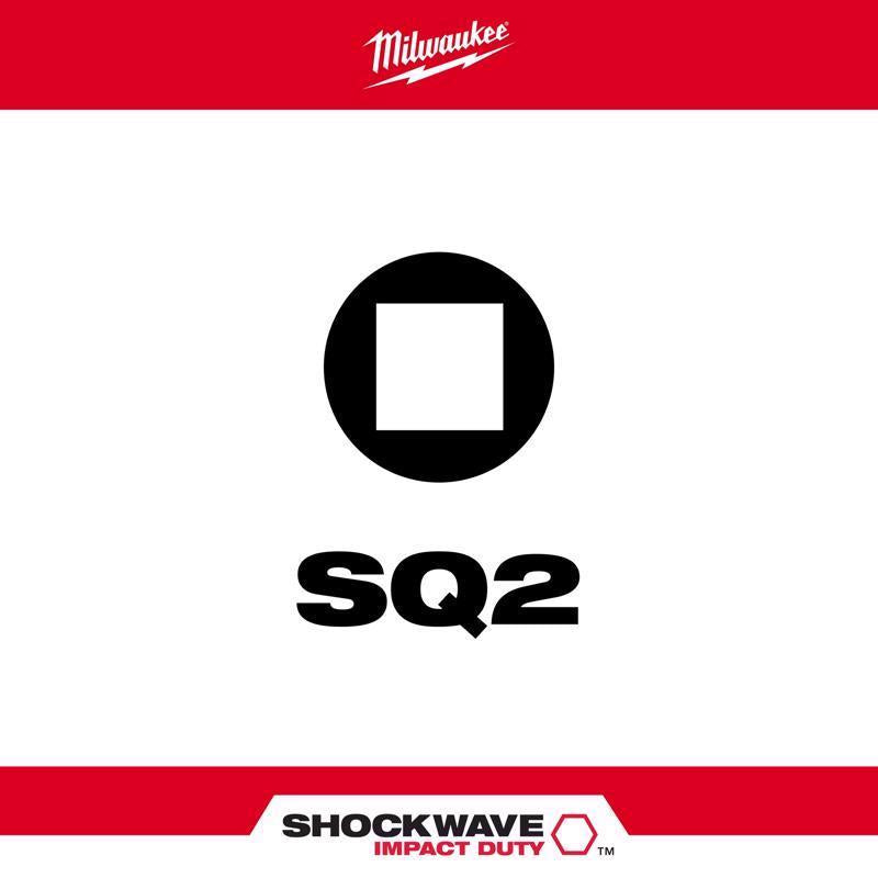 Milwaukee Shockwave Square #2 X 1 in. L Screwdriver Bit Steel 2 pk