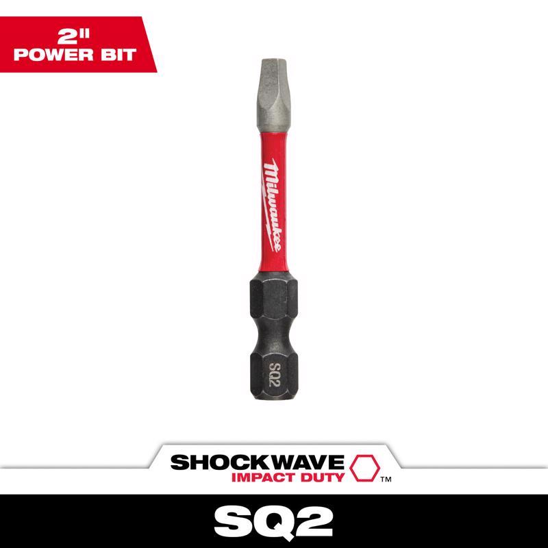 Milwaukee Shockwave Square #2 X 2 in. L Screwdriver Bit Steel