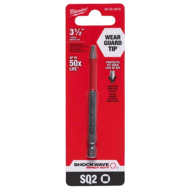 Milwaukee Shockwave Square #2 X 3-1/2 in. L Impact Power Bit Steel
