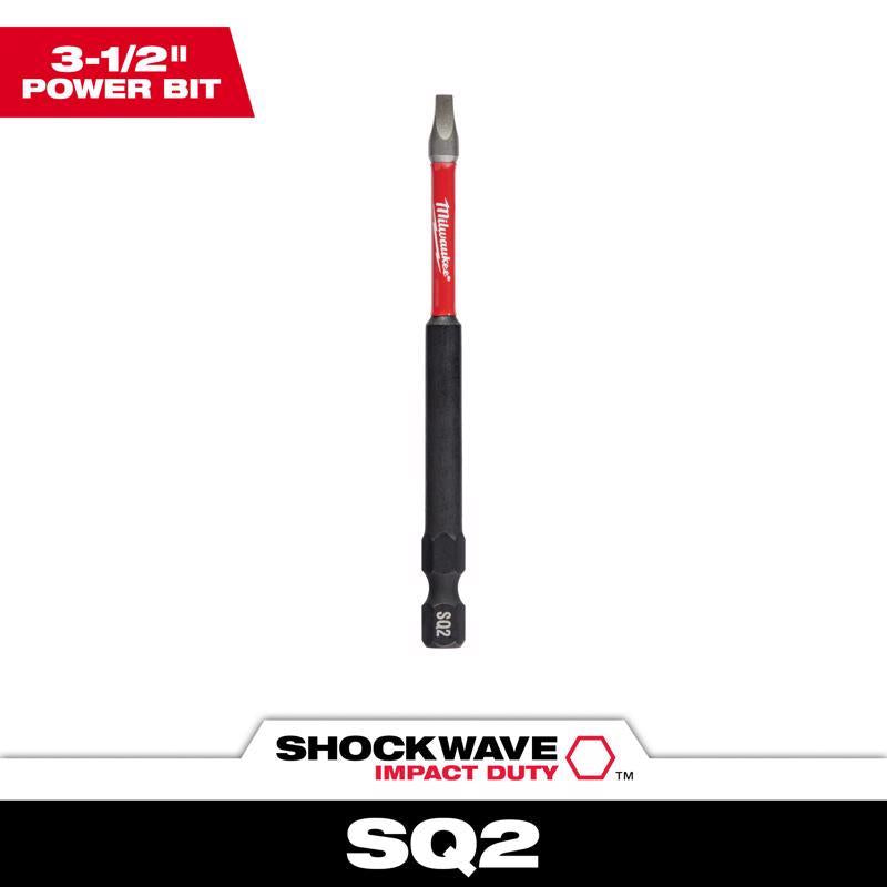 Milwaukee Shockwave Square #2 X 3-1/2 in. L Impact Power Bit Steel