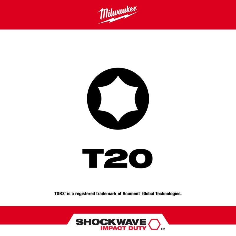 Milwaukee Shockwave Torx T20 X 2 in. L Screwdriver Bit Steel