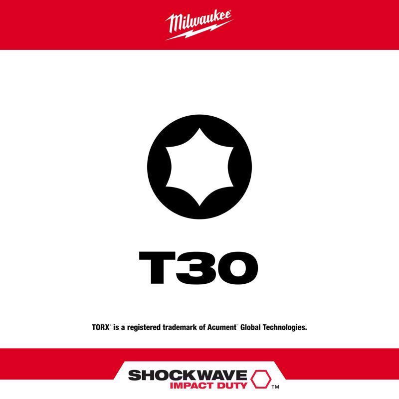 Milwaukee Shockwave Torx T30 X 2 in. L Power Bit Alloy Steel