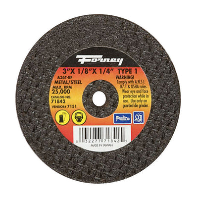 Forney 3 in. D X 1/4 in. Aluminum Oxide Metal Cut-Off Wheel