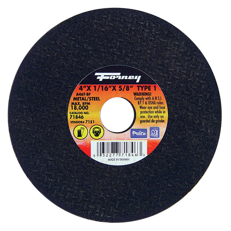 Forney 4 in. D X 5/8 in. Aluminum Oxide Metal Cut-Off Wheel