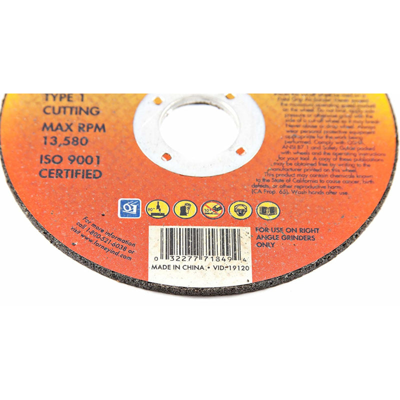 Forney 4-1/2 in. D X 7/8 in. Aluminum Oxide Metal Cut-Off Wheel