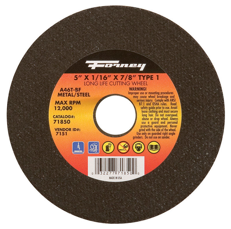 Forney 5 in. D X 7/8 in. Aluminum Oxide Metal Cut-Off Wheel