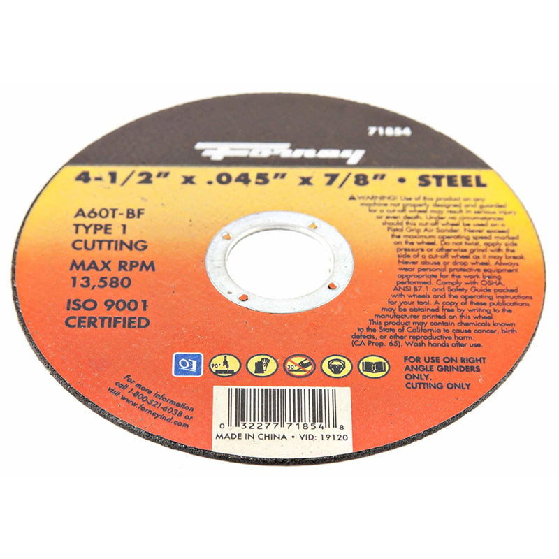 Forney 4-1/2 in. D X 7/8 in. Aluminum Oxide Metal Cut-Off Wheel