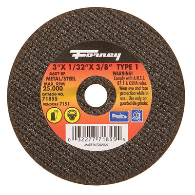 Forney 3 in. D X 3/8 in. Aluminum Oxide Metal Cut-Off Wheel