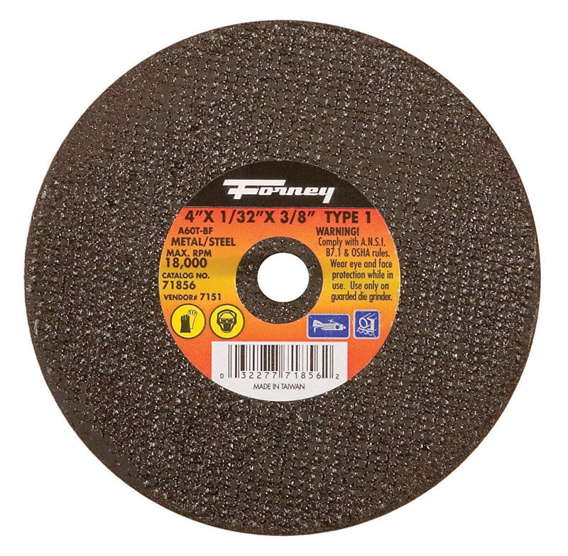 Forney 4 in. D X 3/8 in. Aluminum Oxide Metal Cut-Off Wheel