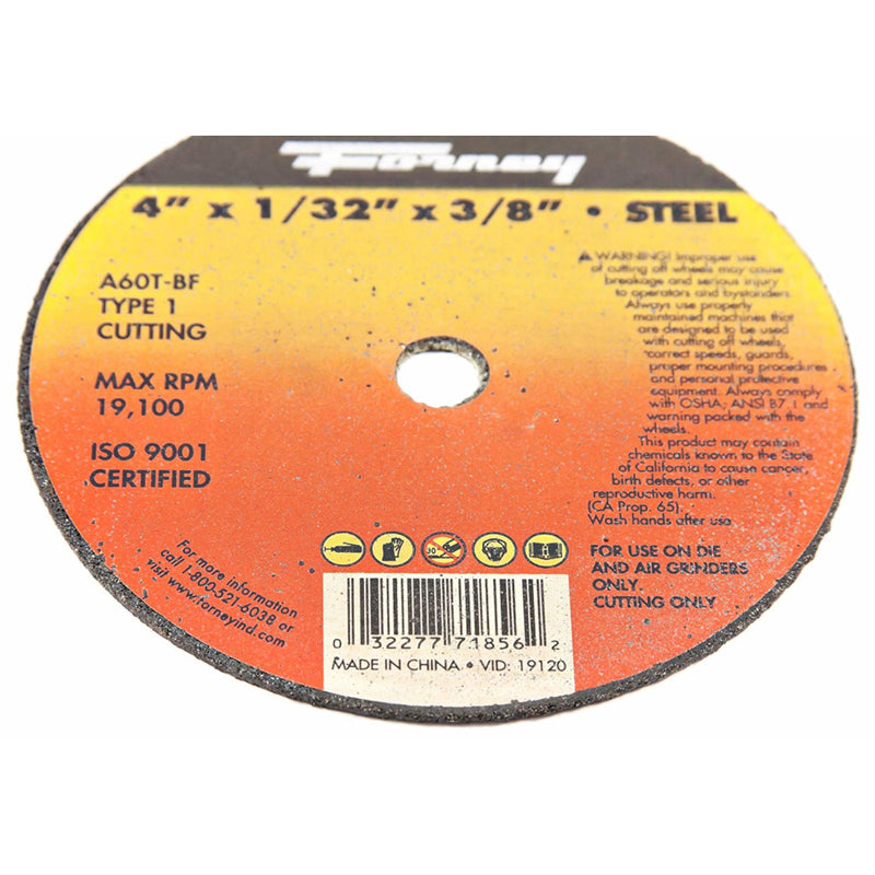 Forney 4 in. D X 3/8 in. Aluminum Oxide Metal Cut-Off Wheel