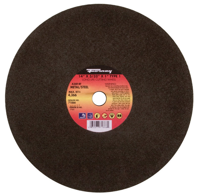 Forney 14 in. D X 1 in. Aluminum Oxide Metal Cutting Wheel
