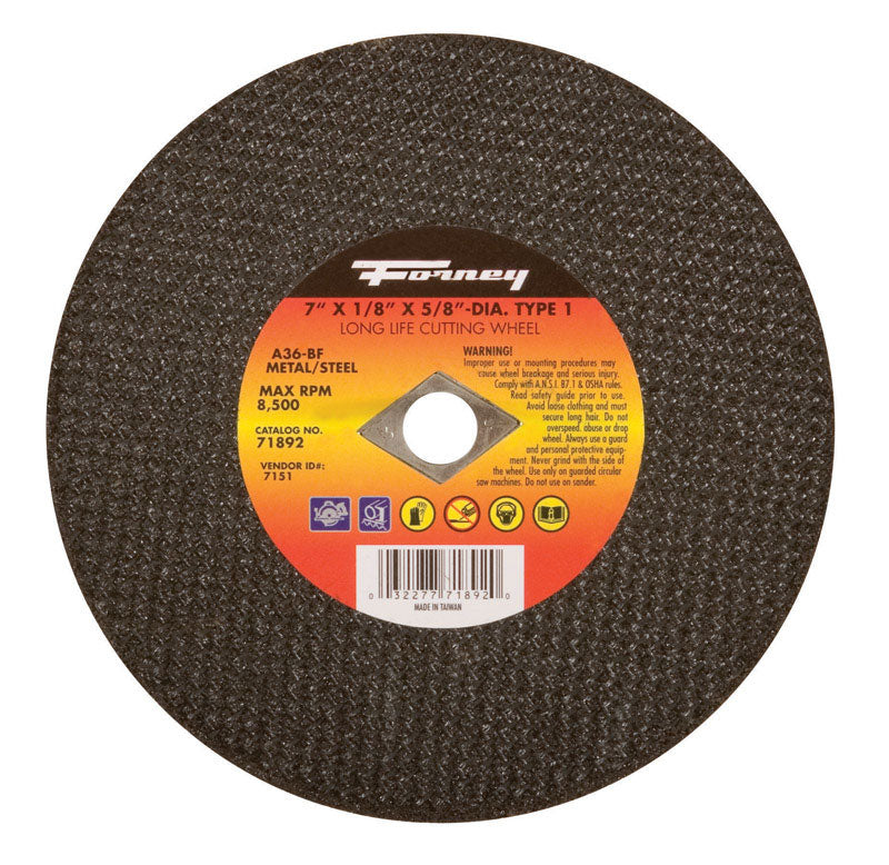 Forney 7 in. D X 5/8 in. Aluminum Oxide Metal Cut-Off Wheel