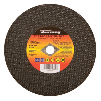 Forney 7 in. D X 5/8 in. Aluminum Oxide Metal Cut-Off Wheel